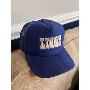 Detroit Lions Vintage Snapback Blue Mesh Trucker Hat 80's NFL Football‎